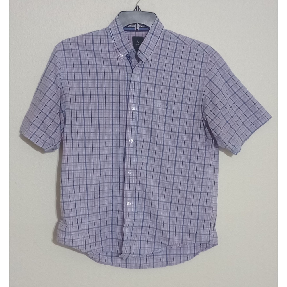 Tailorbyrd Collection Plaid Short Sleeve Button Down Shirt Casual Men's Large